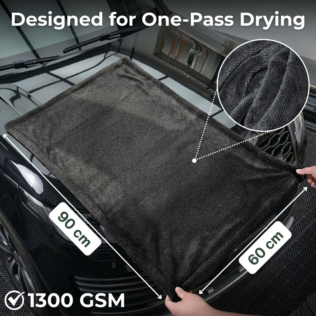 Mammoth Towel – 1300 GSM Car Cleaning & Drying Cloth (90×60 cm)